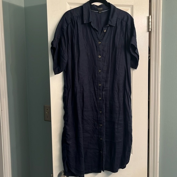 Baird Mcnutt for J. Crew Irish Linen Dress in navy blue - Picture 2 of 4